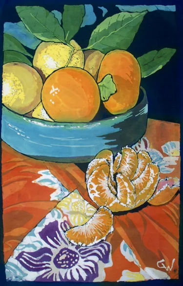 Tangerines in Blue Bowl