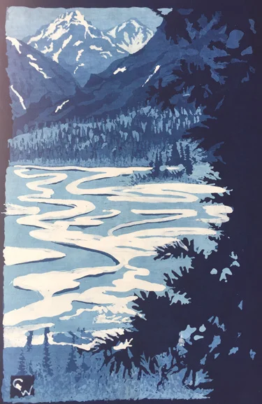 Alaskan Ribbon River in Indigo