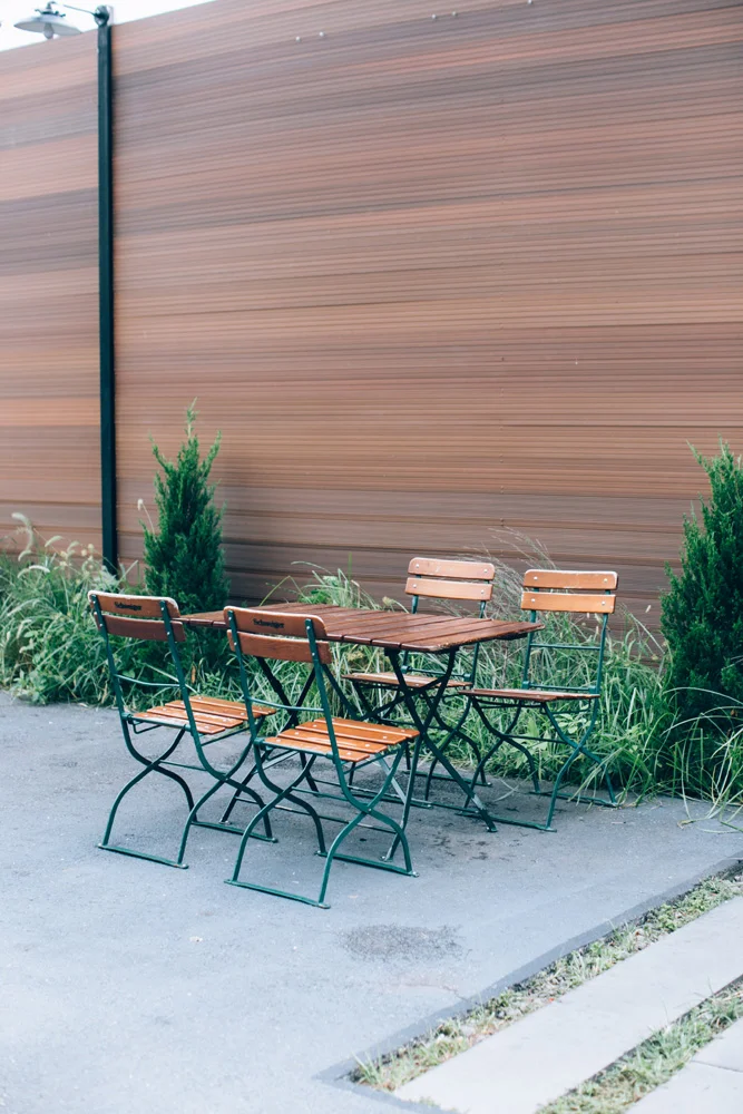 (5) Outdoor Wood Table + Chair Sets