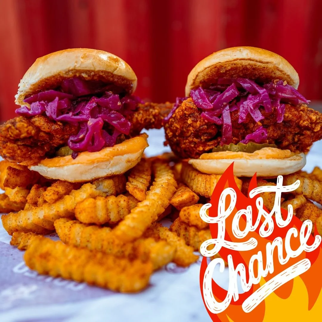 We're about to wave &quot;auf wiedersehen&quot; to our Oktoberbest Sliders! Come give them a try in all their glory while you still can. 
🇩🇪 🇩🇪 🇩🇪 

They include our famous, hot-dipped tenders topped with German-braised red cabbage, sweet Germa