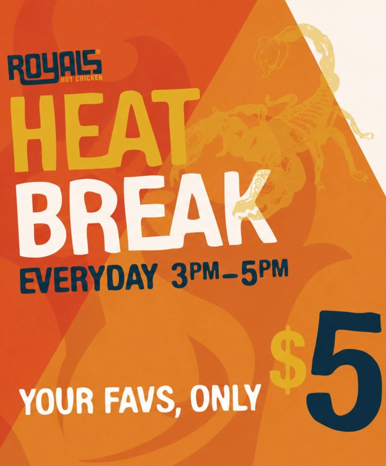 Need a low-stakes way to test your heat tolerance? Take a Heat Break between 3 PM and 5 PM every day. Grab a Solo Slider for just $5 and experiment with our heat levels until you find your perfect match. Pair it with a $5 Classic Shake or beer to set