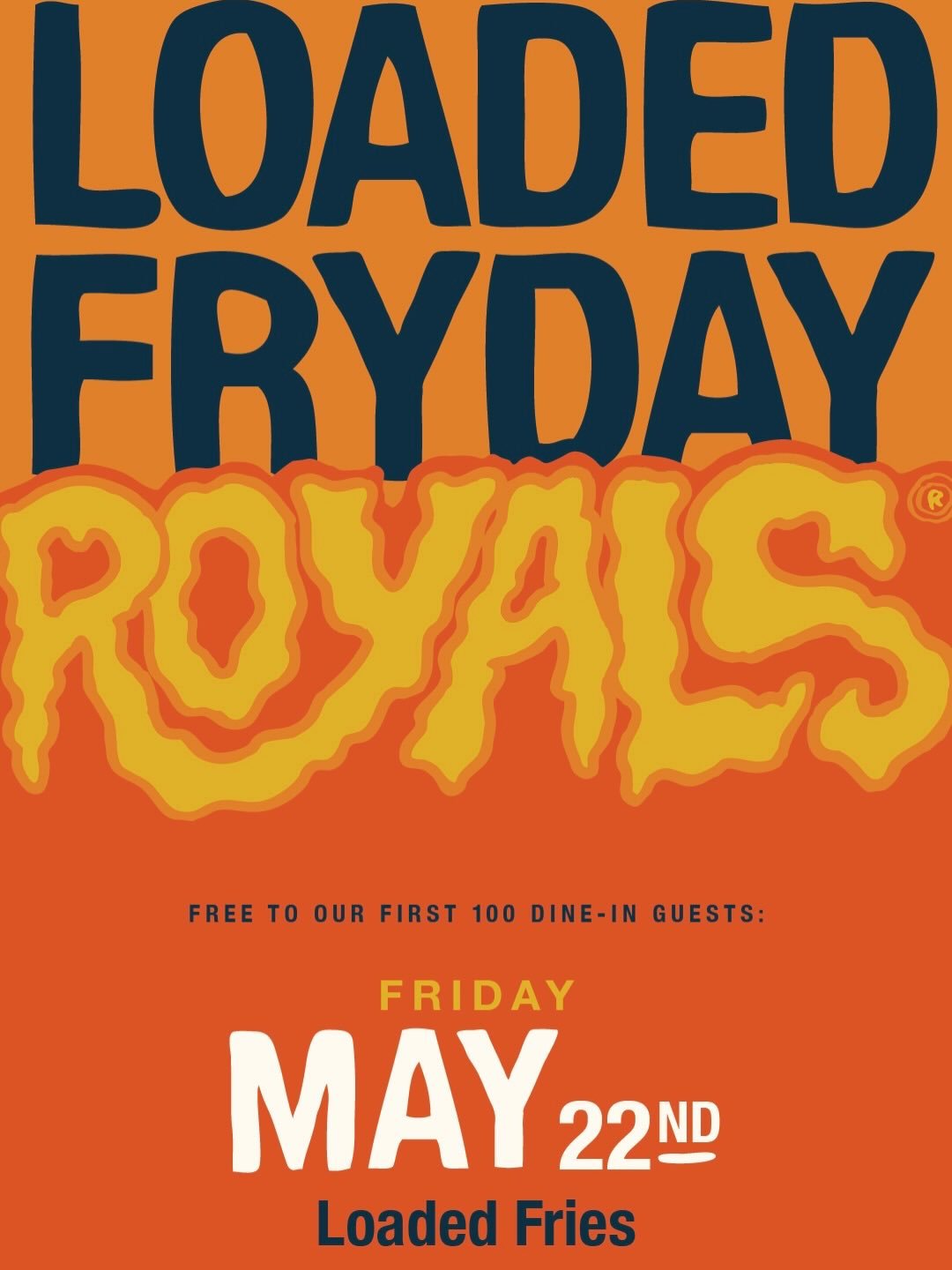 Royals Hot Chicken is turning TEN YEARS OLD. So naturally, we have some fun giveaways planned.

Mark your calendars. It all starts tomorrow, Friday, May 22, with free Loaded Fries for the first 100 customers at Royals Hot Chicken in Nulu.

This is th