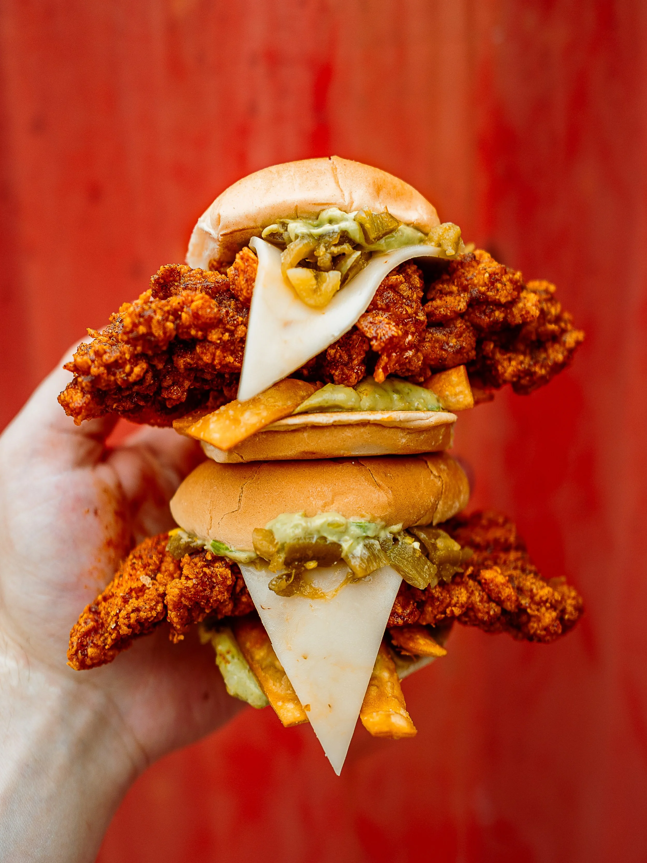 You have only ~72 more hours to try our Green Chile Wonton Sliders. 

Crispy fried chicken layered with cool, creamy avocado sauce, crispy wonton strips, roasted hatch green chile blended with tangy pickled jalape&ntilde;os, and pepper jack cheese.
