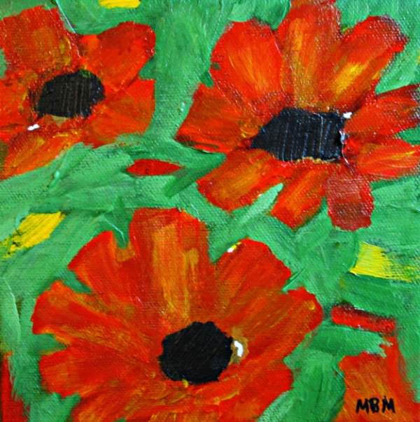 Steal of the Month: Poppies, 6 x 6 acrylic on gallery wrapped canvas