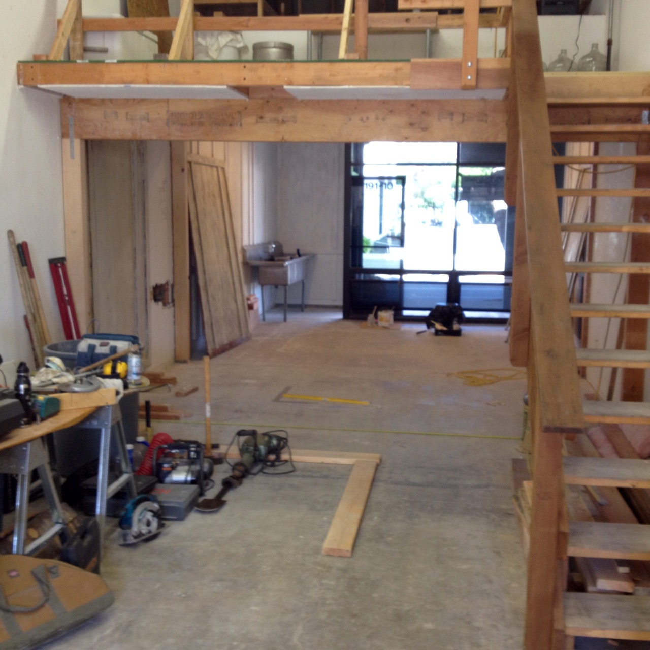  Making space: Walls removed and existing loft area supported. 