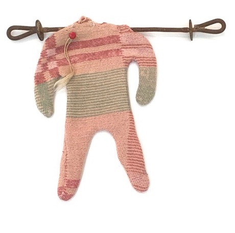 Baby Recycled textile, tack, threads on rusty rebar 10 x 11½ x 1” 2015