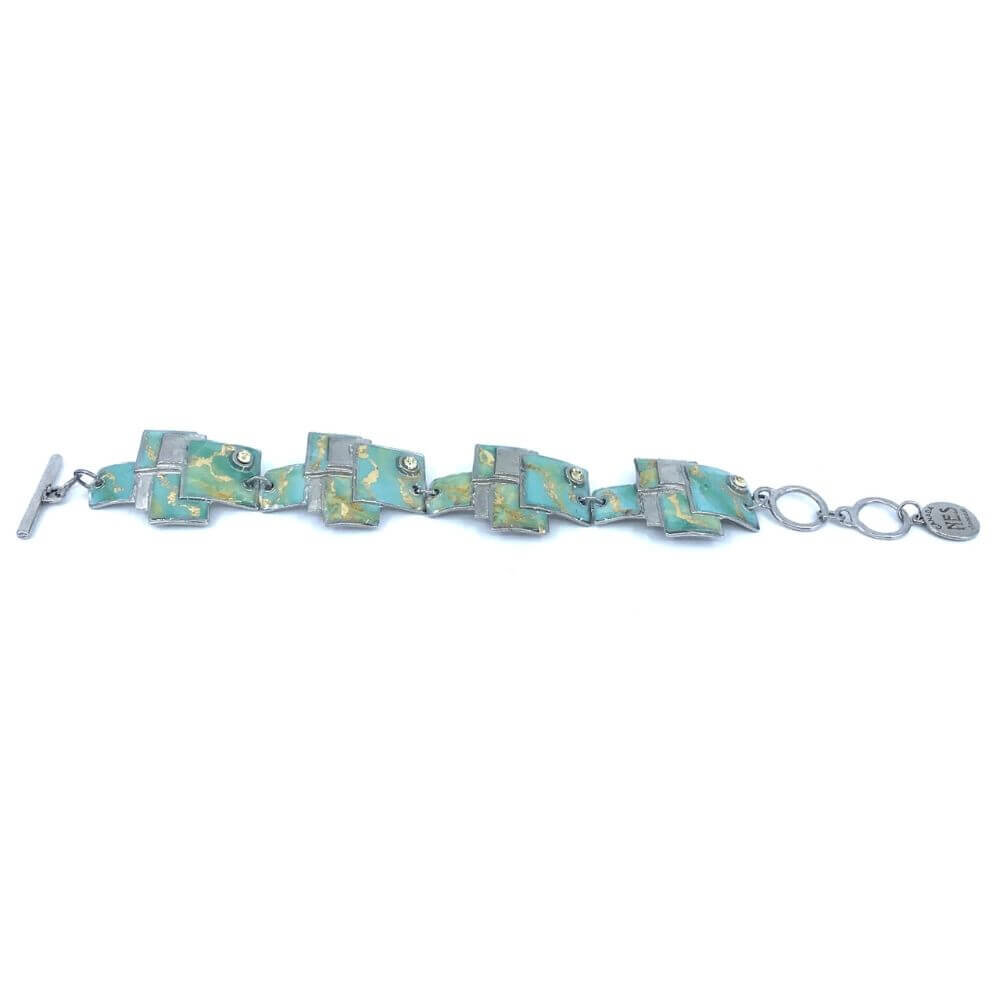bracelet en étain aqua, création québécoise