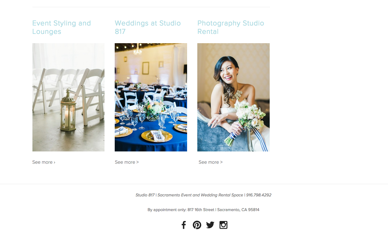 Wedding Venue Website Design by Heather Sharpe of The Editor's Touch | Studio 817 in Sacramento