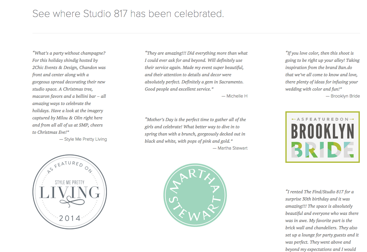 Wedding Venue Website Design by Heather Sharpe of The Editor's Touch | Studio 817 in Sacramento