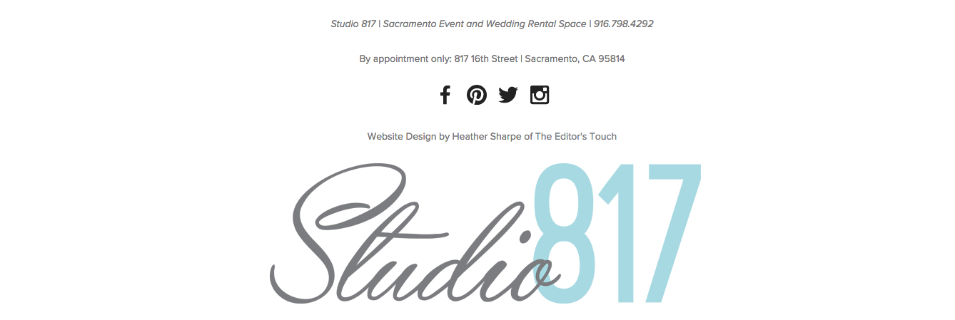 Wedding Venue Website Design by Heather Sharpe of The Editor's Touch | Studio 817 in Sacramento