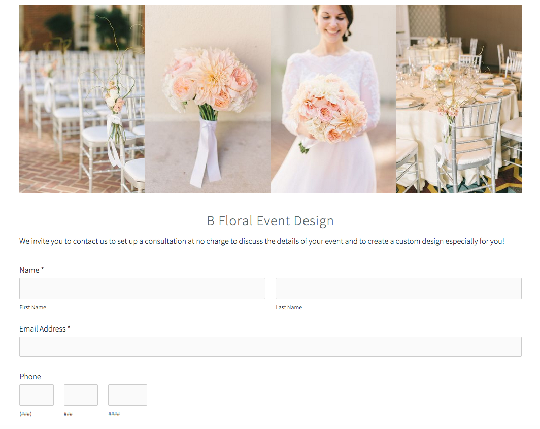 Website Design by Heather Sharpe | The Editor's Touch | B Floral Event Design