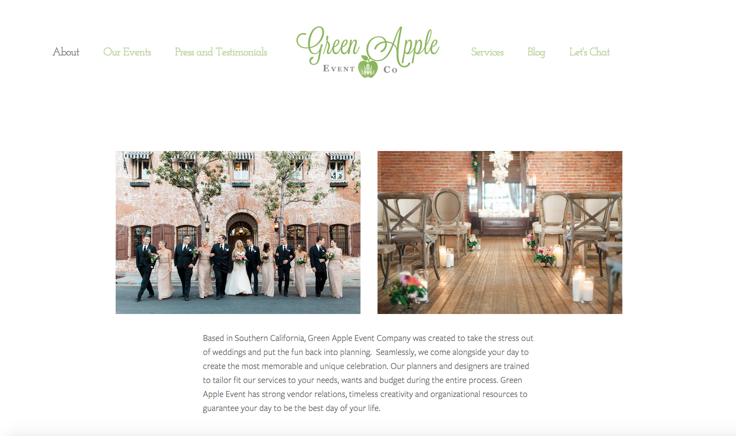 Green Apple Event Company Website Design by Heather Sharpe | The Editor's Touch