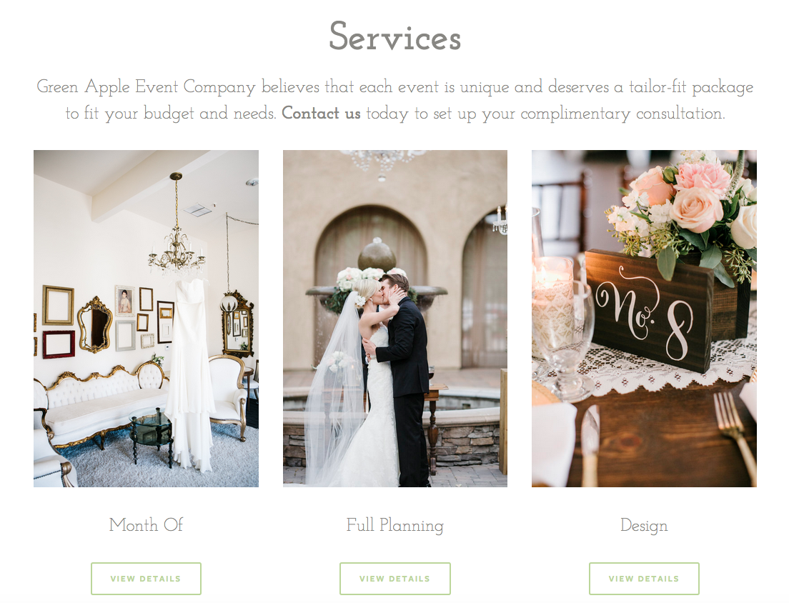 Green Apple Event Company Website Design by Heather Sharpe | The Editor's Touch