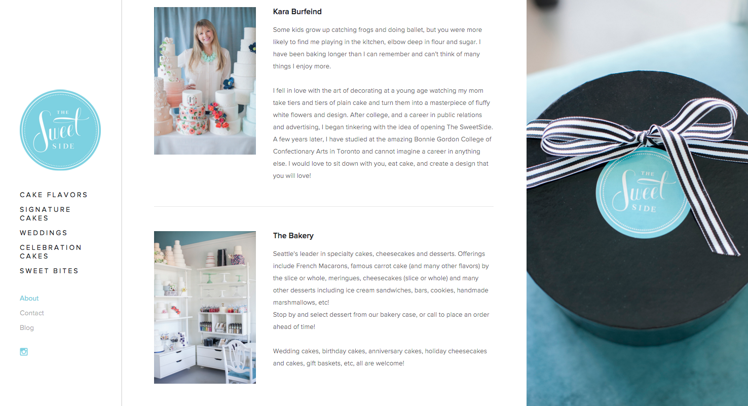 Website Design for Seattle Bakery The SweetSide | Heather Sharpe of The Editor's Touch | Squarespace Website Designer