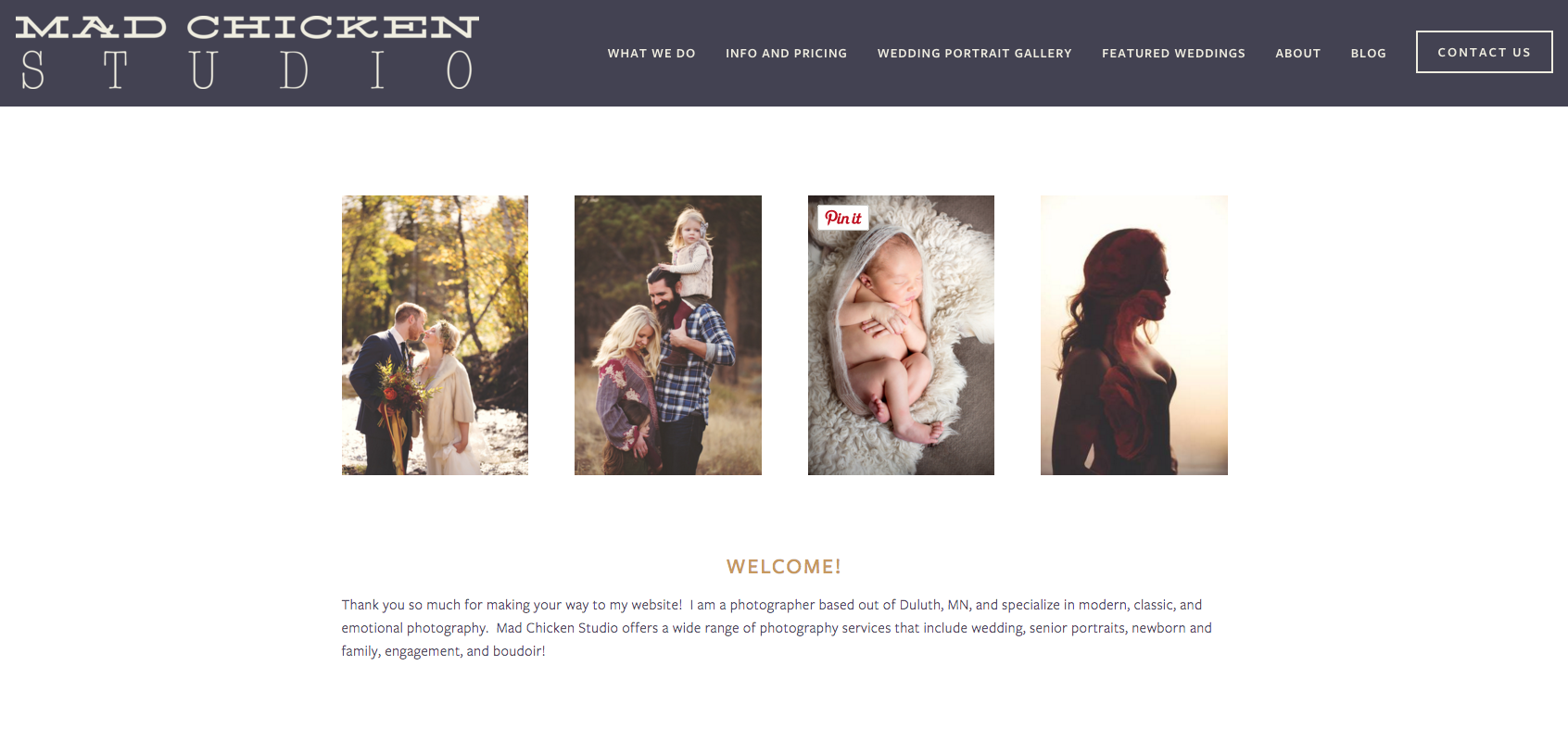 Website Design for Mad Chicken Studio a Duluth Photography Company | Heather Sharpe of The Editor's Touch