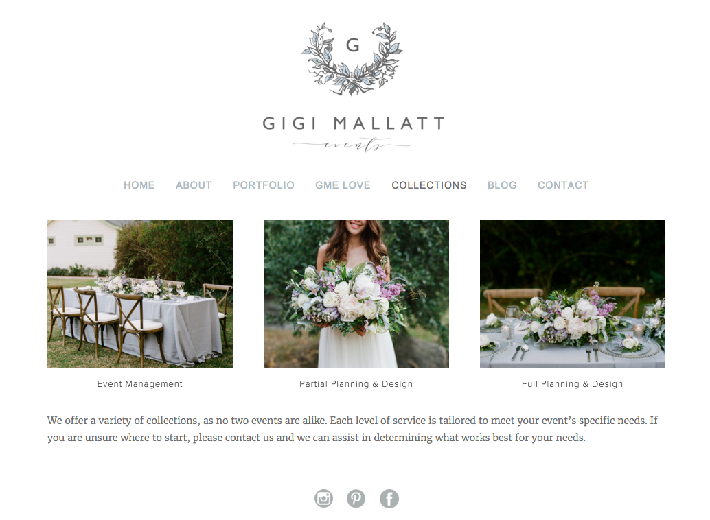 Squarespace Website Design for Wedding and Lifestyle Professionals | Heather Sharpe of The Editor's Touch | Gigi Mallatt Events