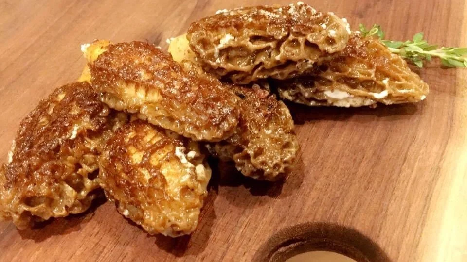 Herb Butter Fried Morels Stuffed With Bacon & Garlic Cream Cheese