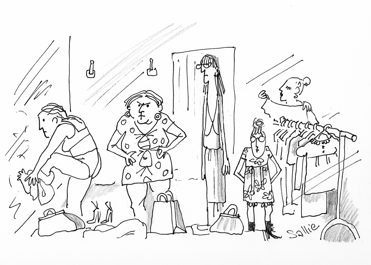 Trying clothes at Loehmann's