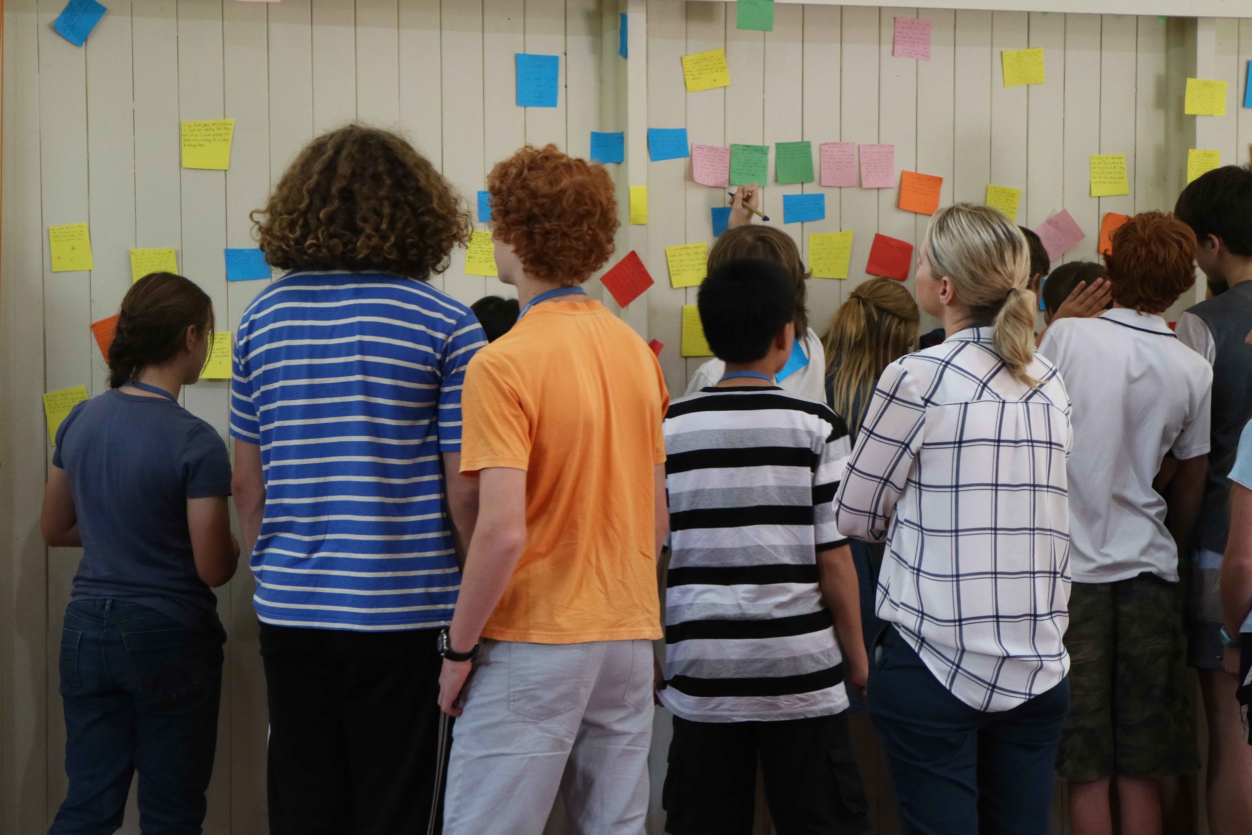 Discussing story ideas with Aurora College
