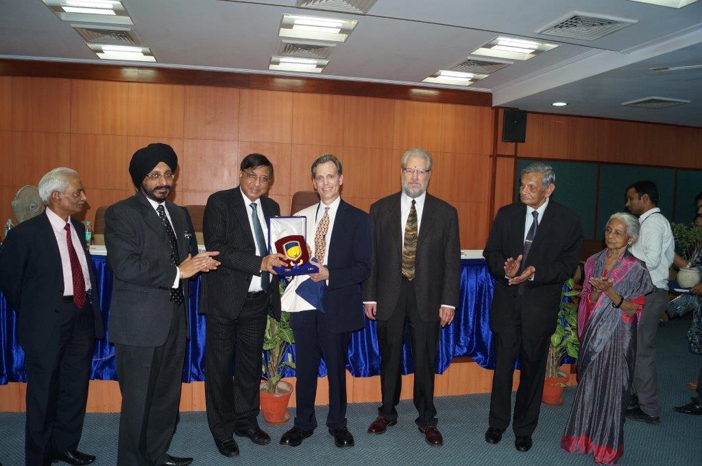 David Wiebers, M.D., awarded Honorary Professorship at Amity University by Amity Chancellor Dr. Ashok Chauhan on November 9, 2015.