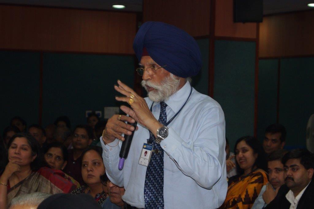Audience member during Q&A session after the Theory of Reality presentation at Amity University Delhi campus on November 9, 2015. 