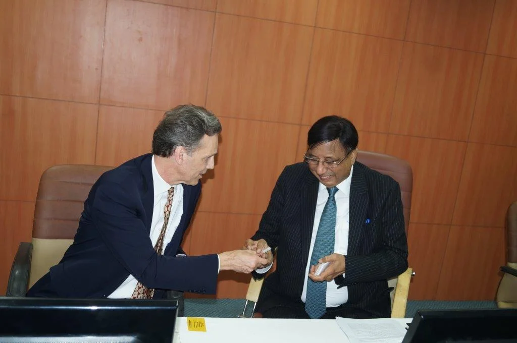 David Wiebres, M.D., at Amity University Delhi campus with Amity Chancellor Dr. Ashok Chauhan on November 9, 2015.