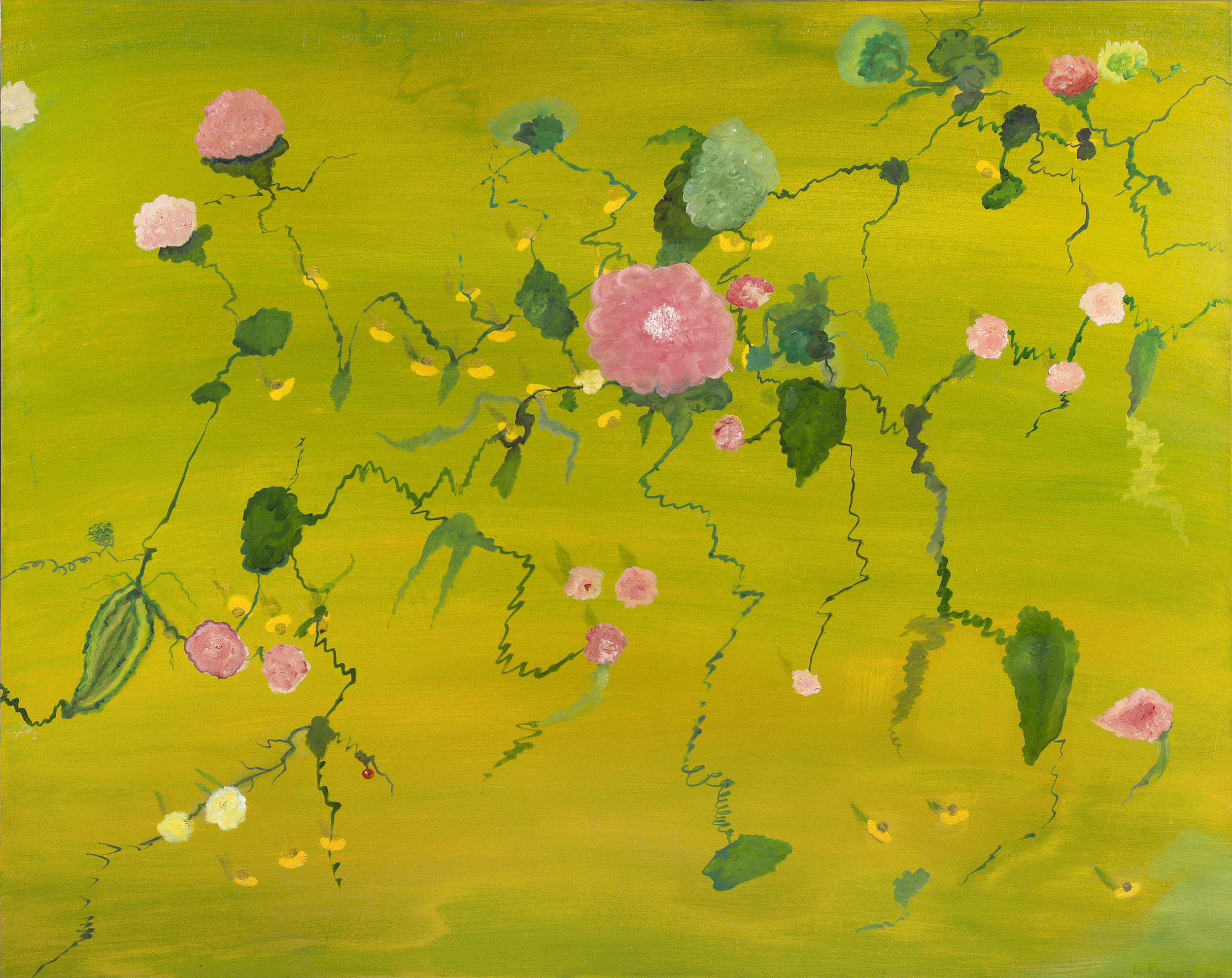 Large Flowers With Rose 48" x 60"