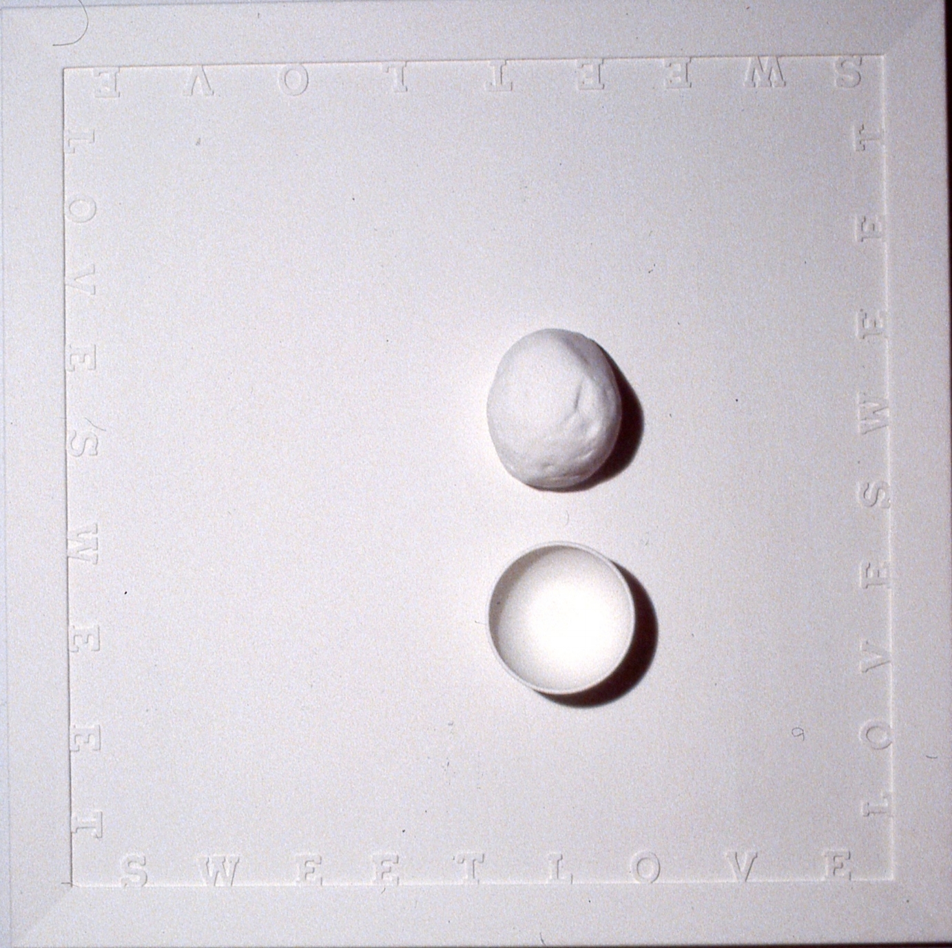 White Love , ceramic on wood, 36"x36"