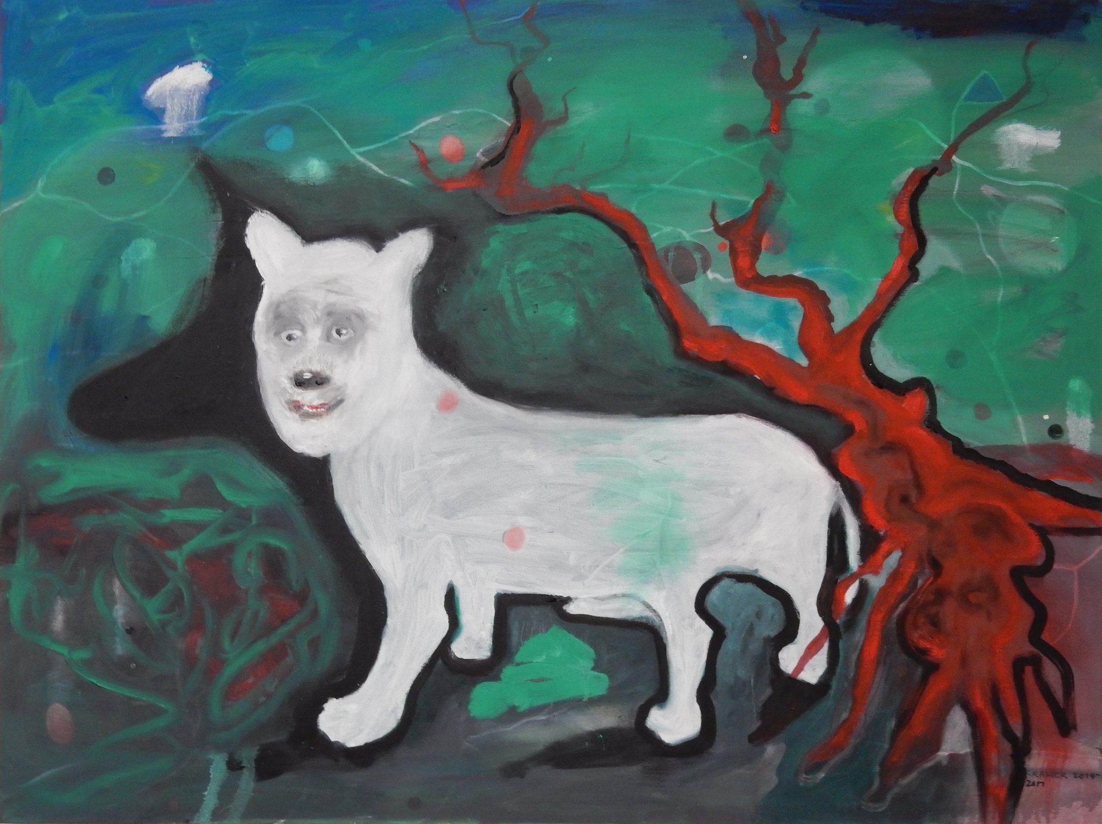  White Dog 30"x40" oil on canvas &nbsp;2013-17 