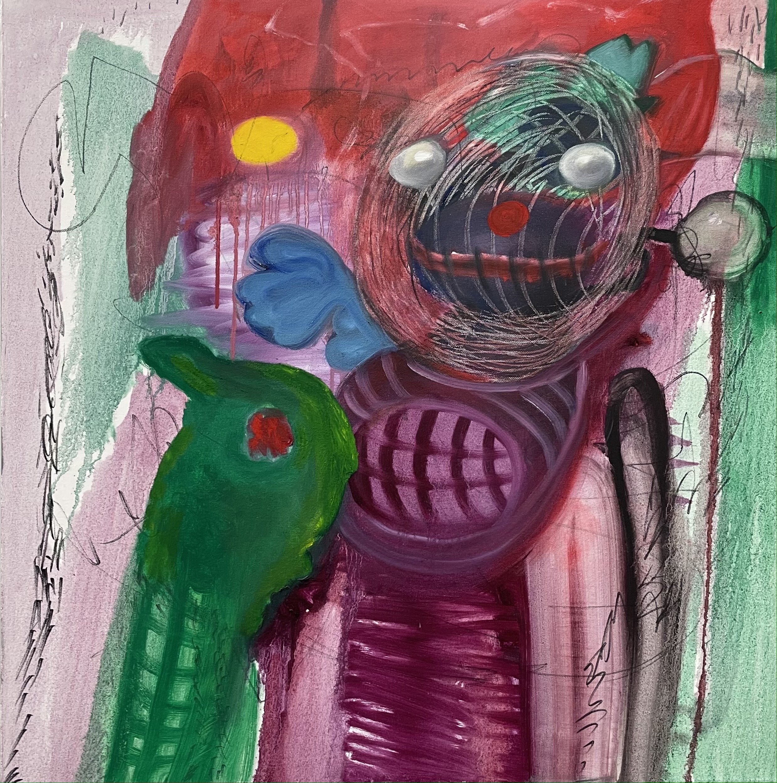 Green Rabbit, oil on canvas, 30"x30", 2020