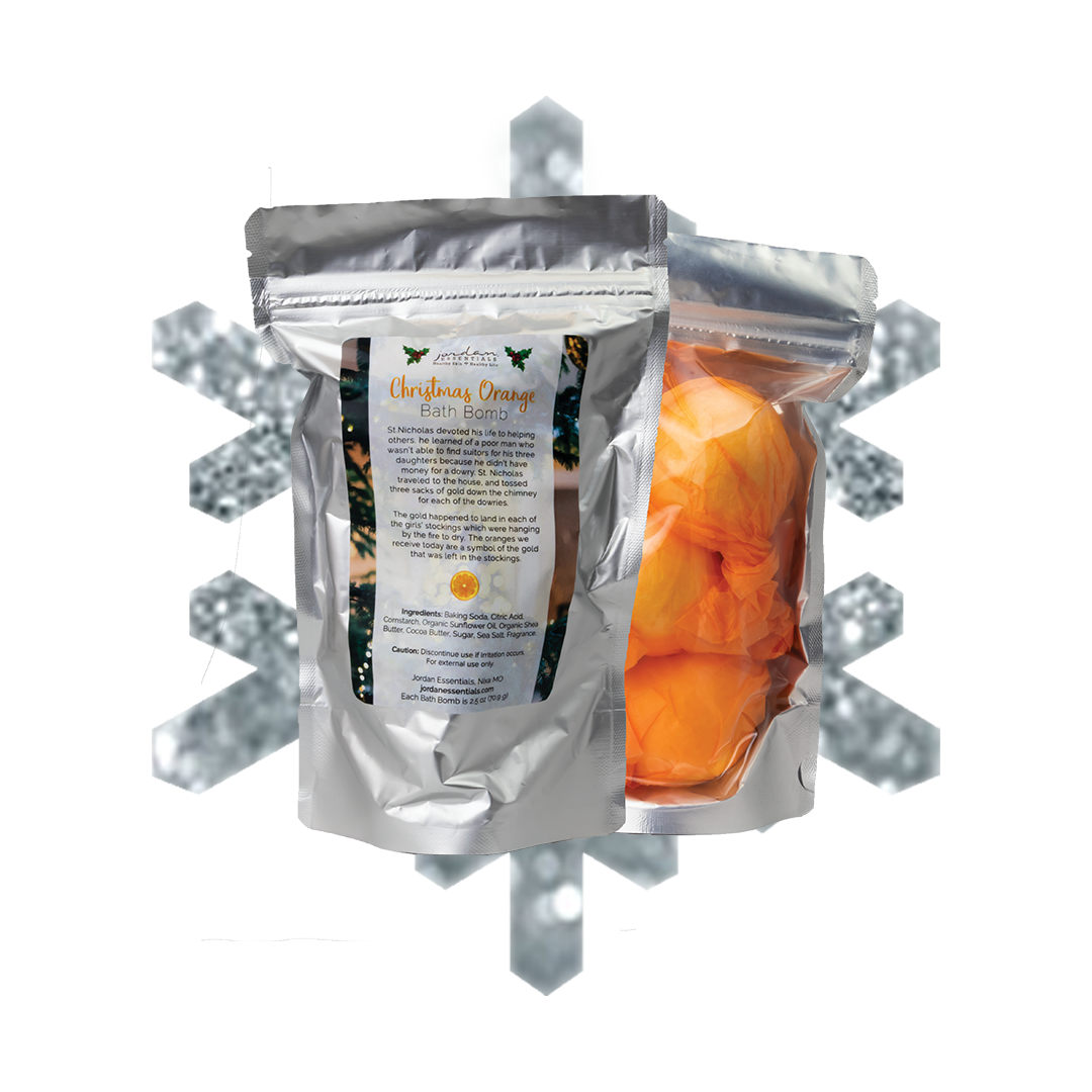 ORANGE BATH BOMB    Creamy, orange vanilla in the tub and a warm-hearted story sharing why oranges end up in our stockings.   $18 WHILE SUPPLIES LAST