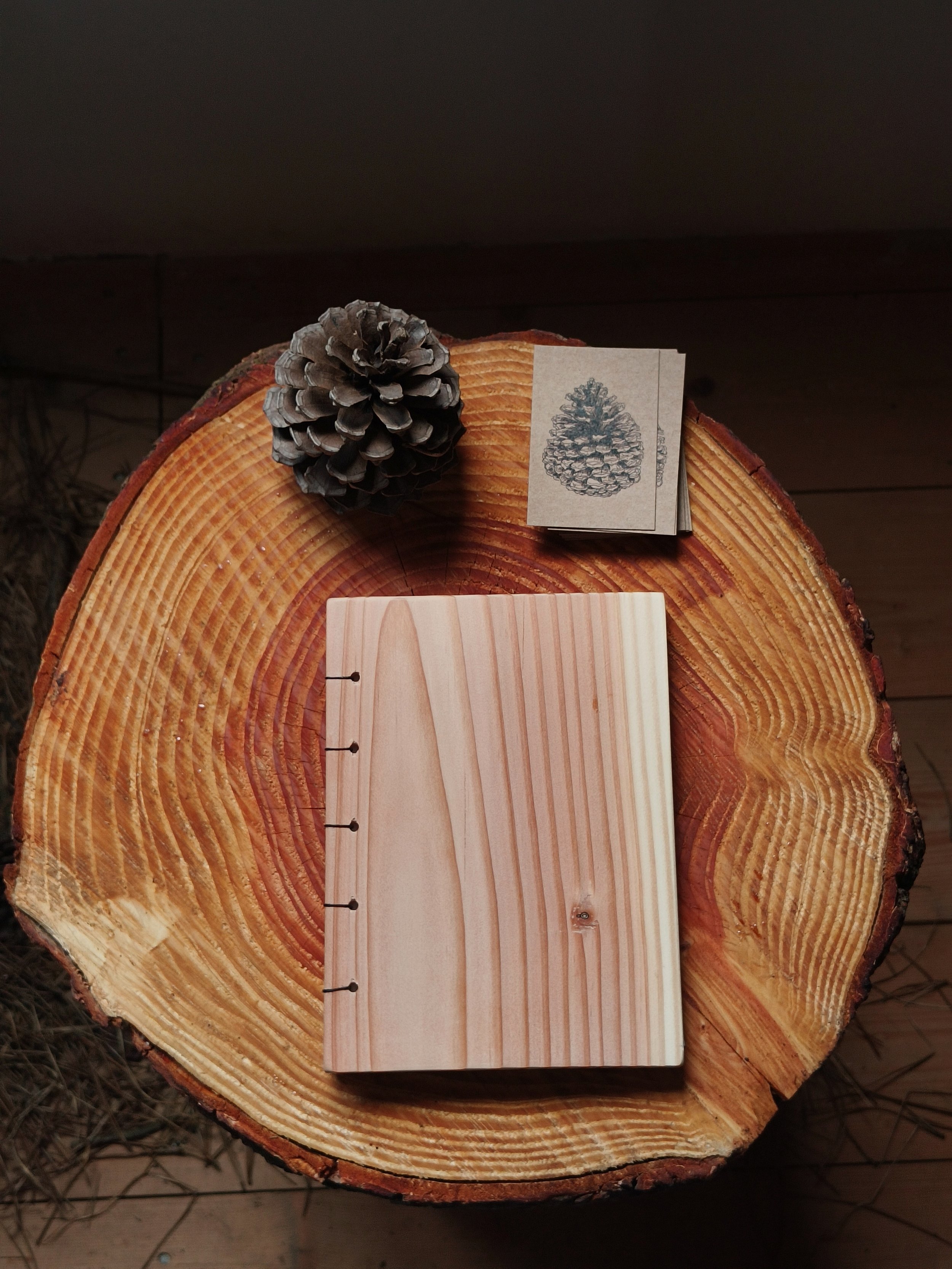  For this challenge, I also created my own poetry bundle—one where all the senses are triggered. I decided to use wood as a hard cover for my bundle, bringing feeling and smell into the reading experience. It also felt right to bring the paper I prin