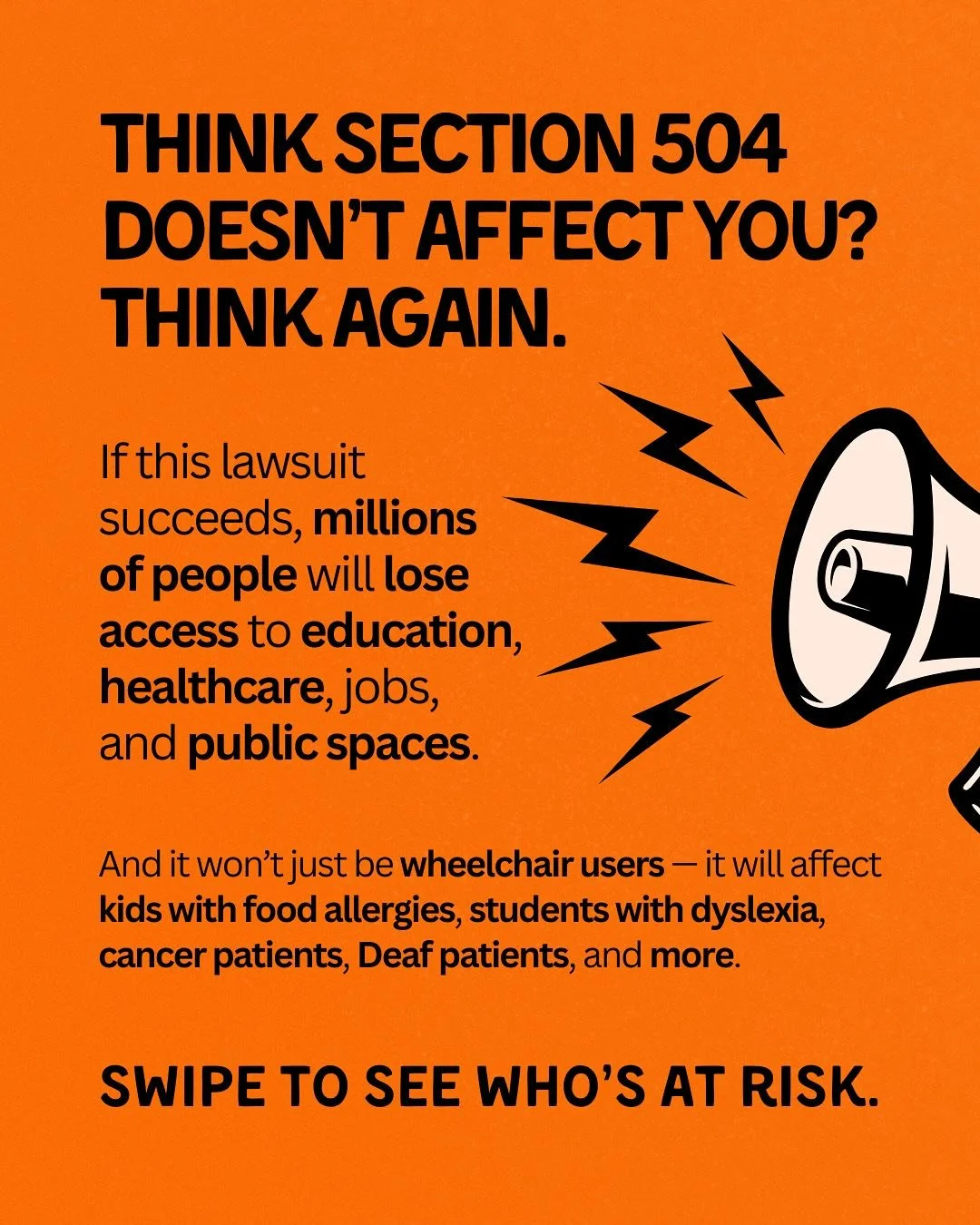 🚨 URGENT: 17 states are trying to ERASE DECADES OF DISABILITY RIGHTS for all Americans.

Iowa and 16 other states are suing to overturn Section 504 of The Rehabilitation Act of 1973 &mdash; the law that protects disability access and accomodations i