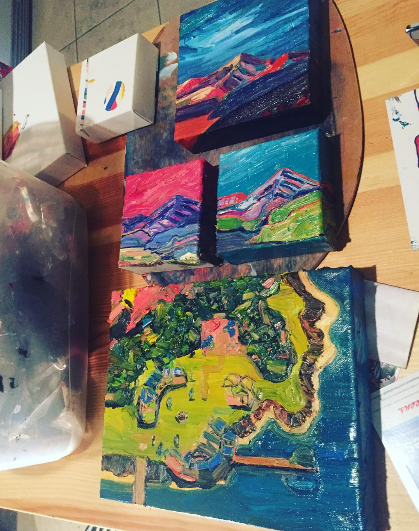 Lots of mountains were painted, and ... the Chrono Trigger World Map