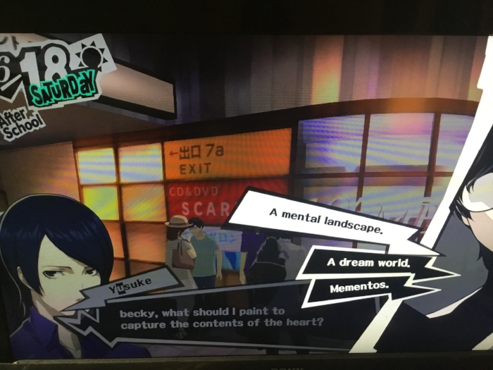 Not only does Yusuke ask you interesting questions, but, your default answers are pretty interesting. 