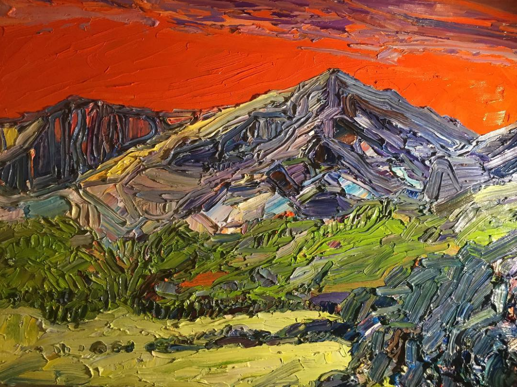 This larger painting of Mount Elbert measured around 20 x 30 inches