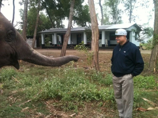 Dr. Sarma, with a smile that only an elephant can give you. 