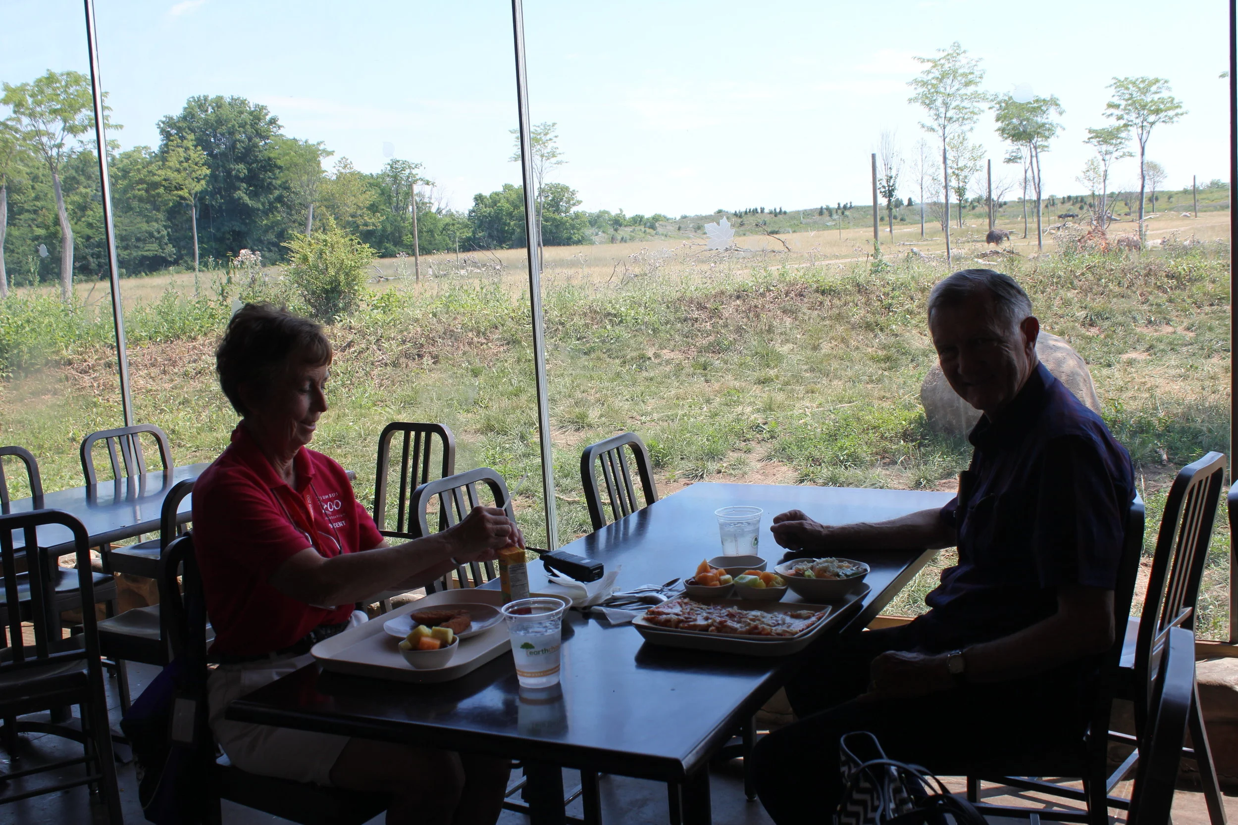 Nancy Mulholand, docent at Columbus Zoo and elephant enthusiast Carl Hogan, new AES volunteer