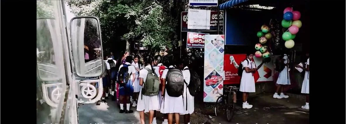 Some of the 120 students who ride the EleBus daily
