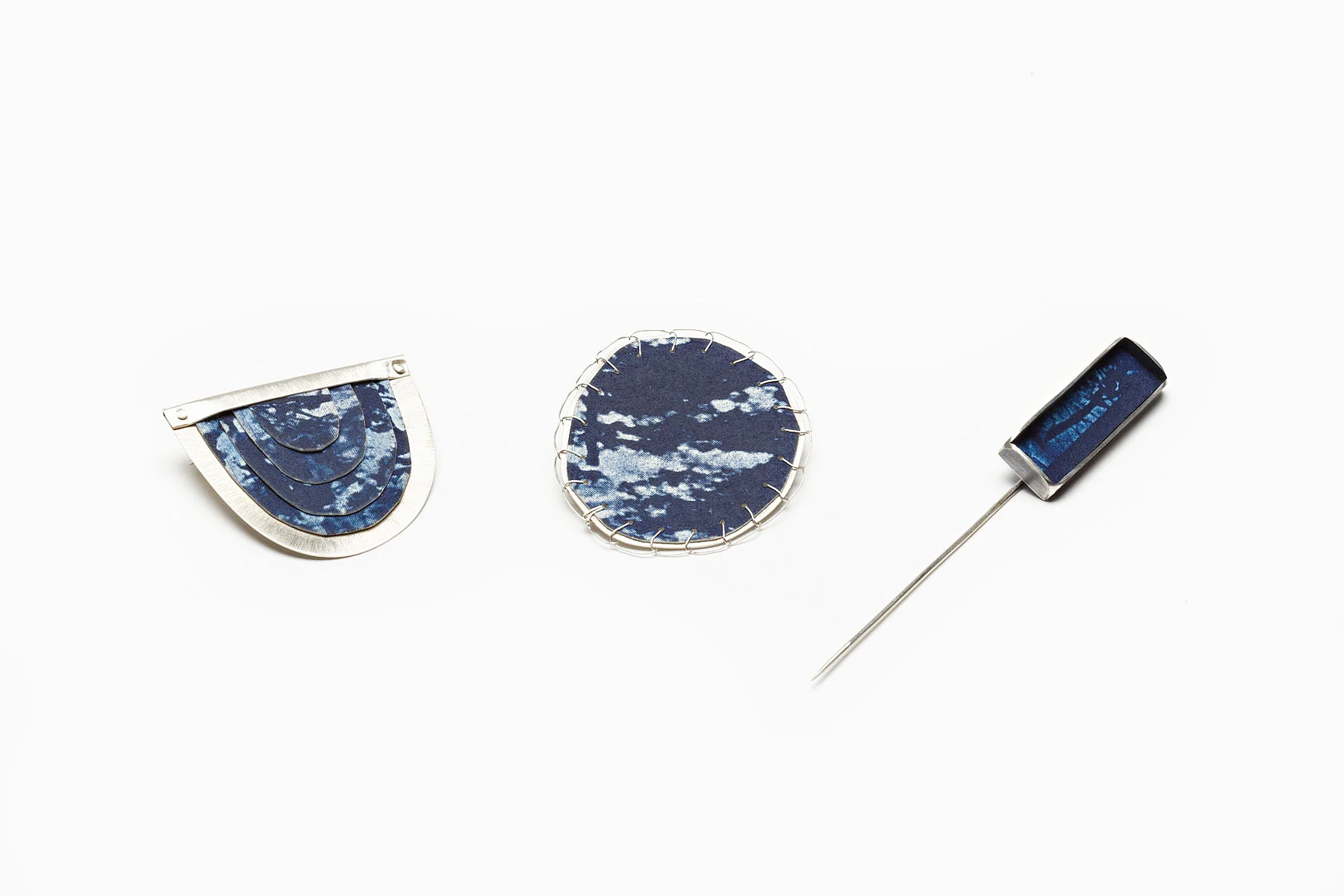 cyanotype brooches (transference exhibition) sterling silver