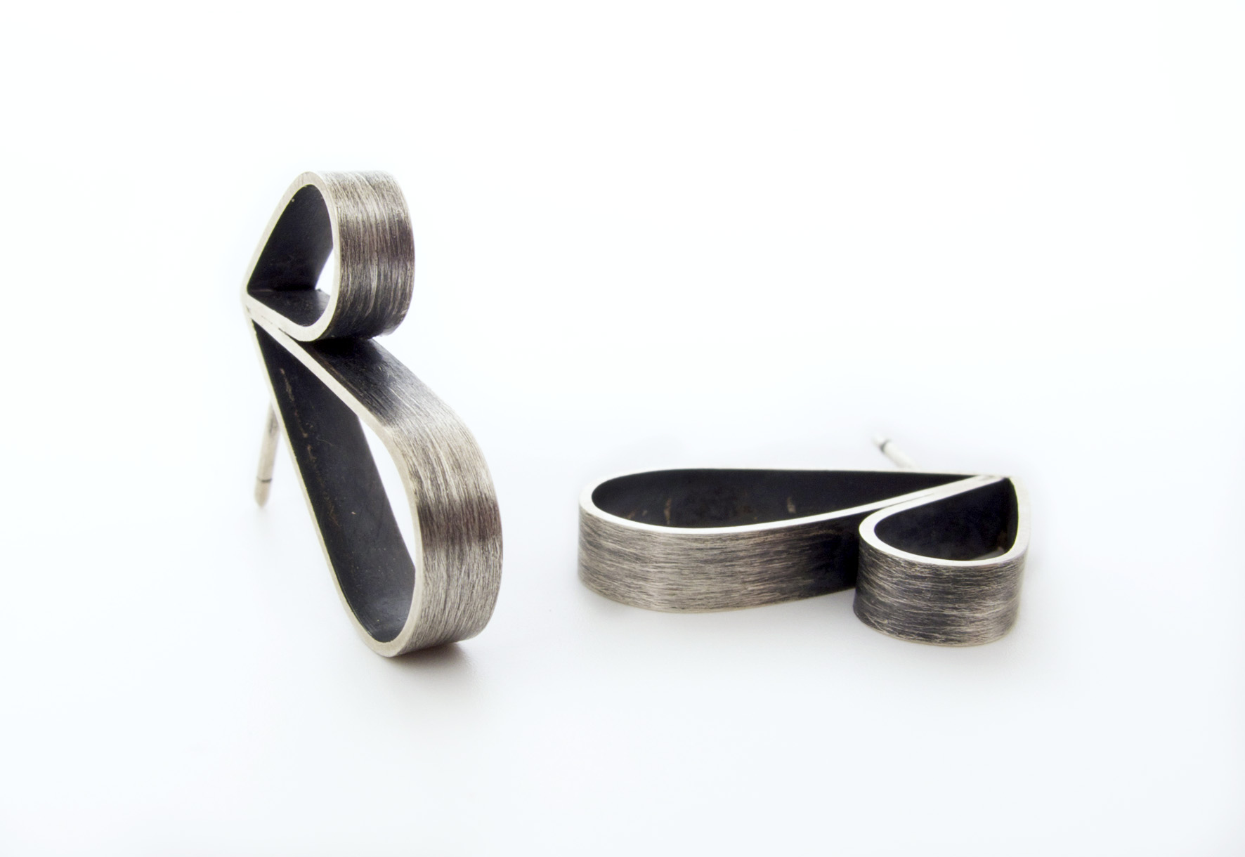 double loop studs, oxidised sterling silver