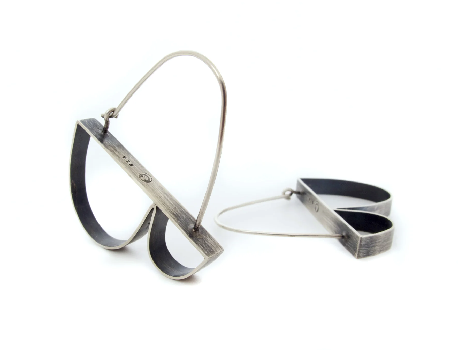 mountain & molehill hoops, oxidised sterling silver