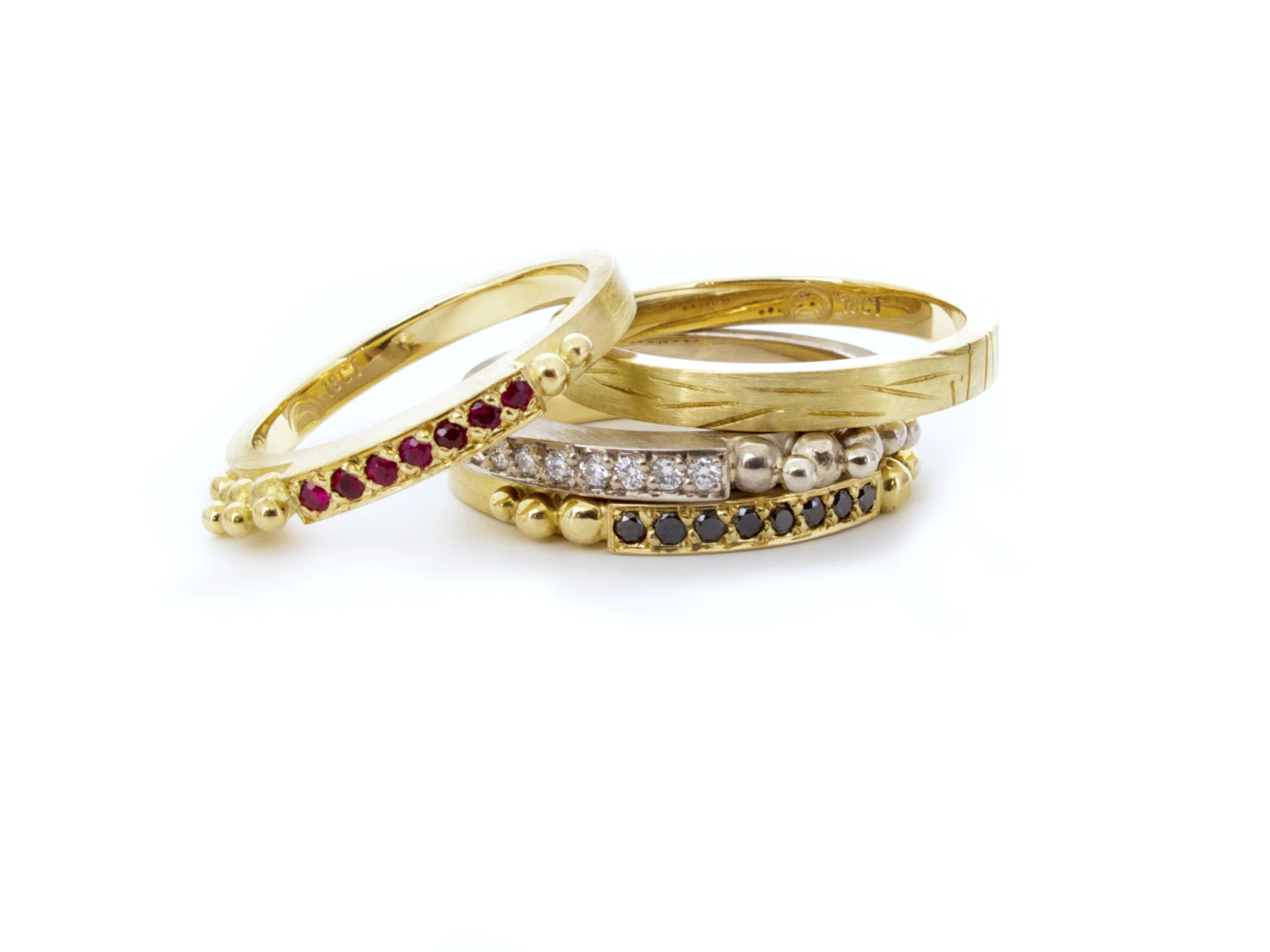 18ct yellow & 9ct white gold, rubies, diamonds