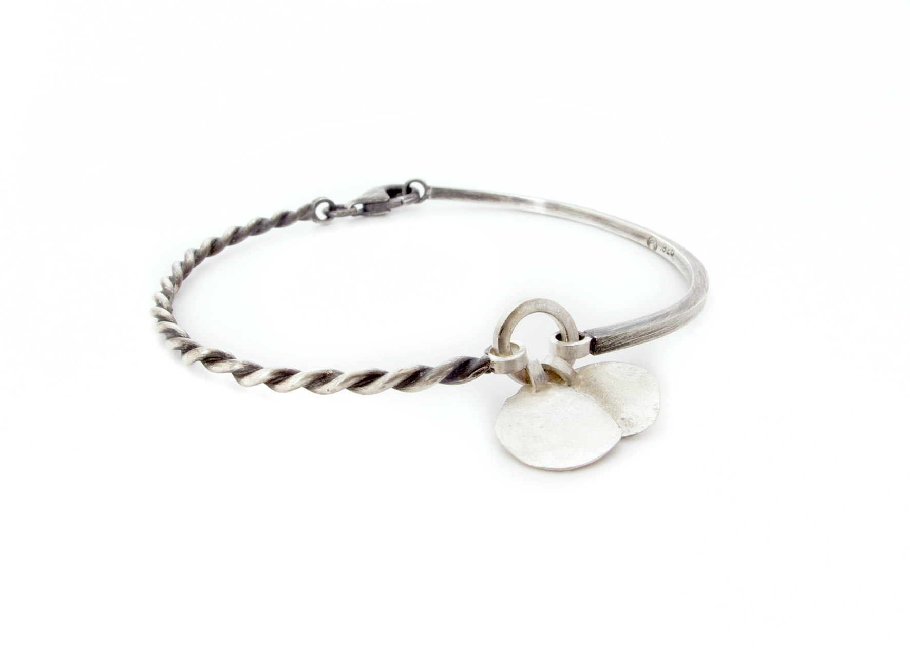 disc charm bracelet, sterling silver