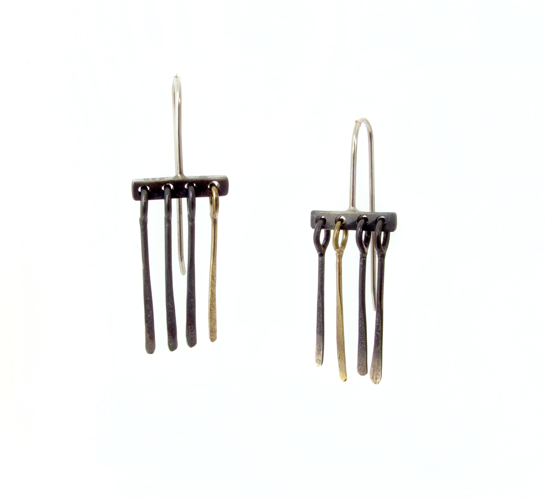 tassel drops, sterling silver & 18ct yellow gold