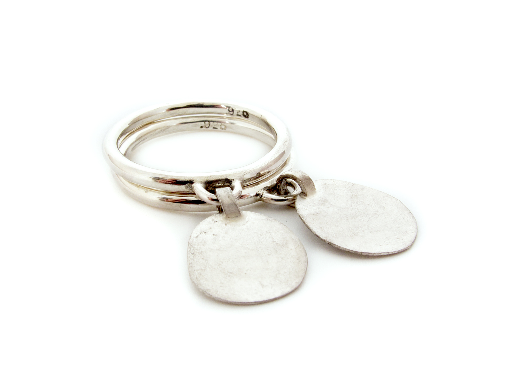 disc charm ring set, sterling silver