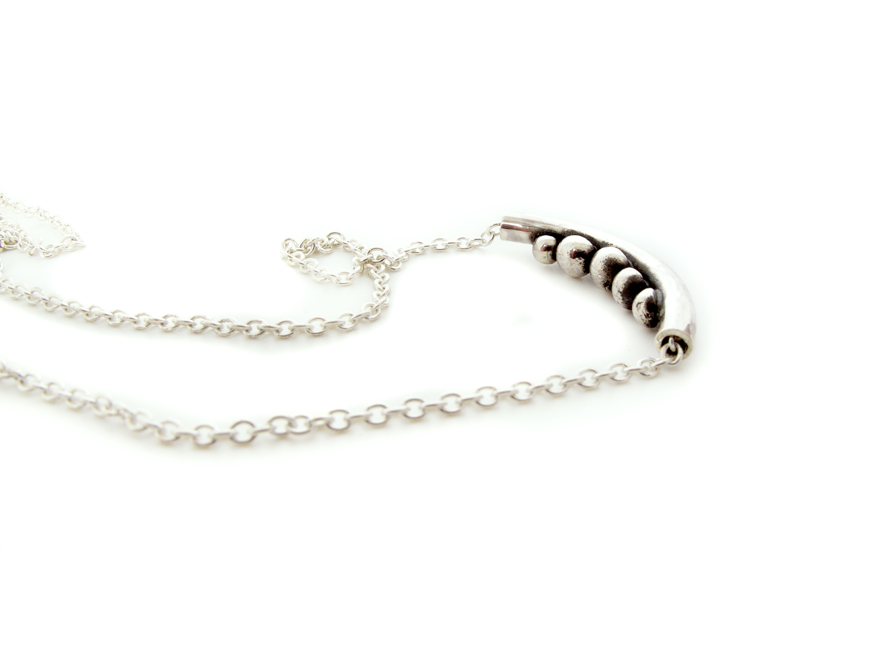 granule arc necklace, sterling silver