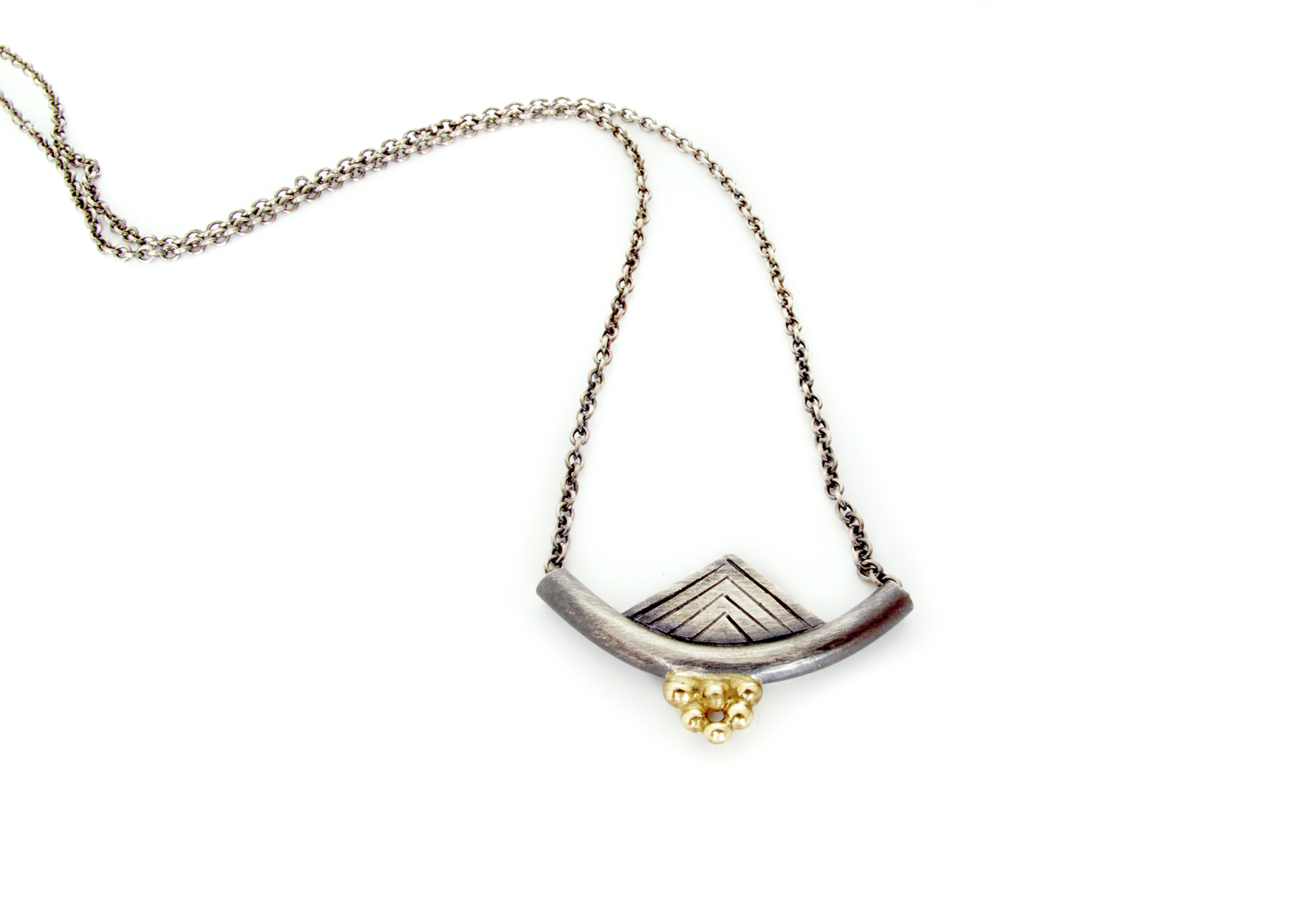 arc bead necklace, sterling silver & 18ct yellow gold