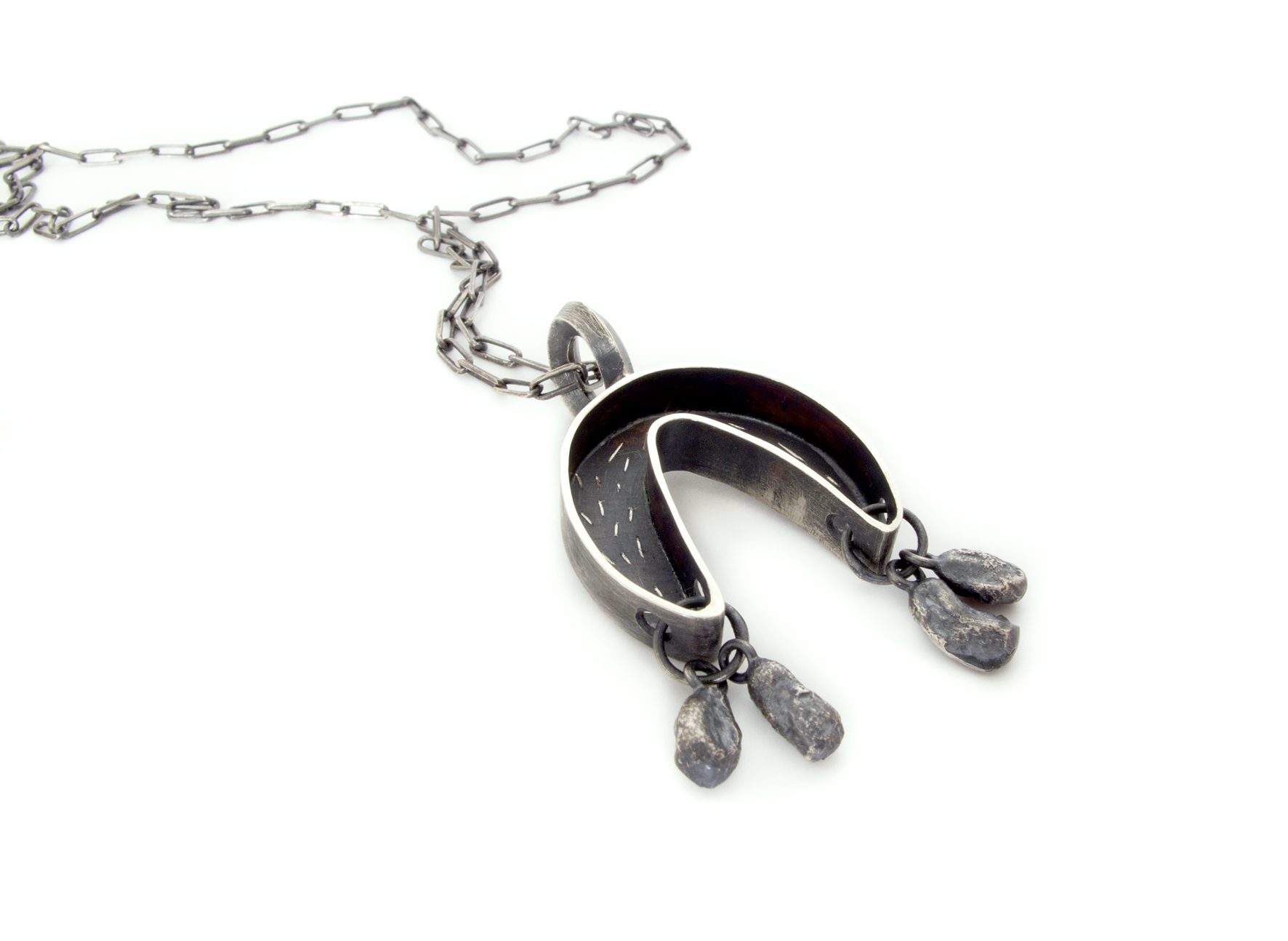 crescent neckalce, oxidised sterling silver
