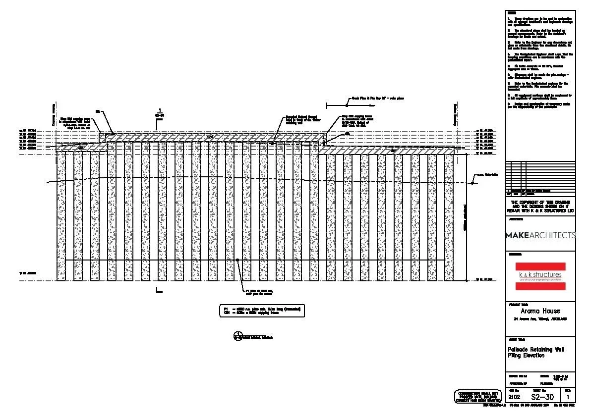 Palisade Retaining Wall Drawing by KK Structures Limited